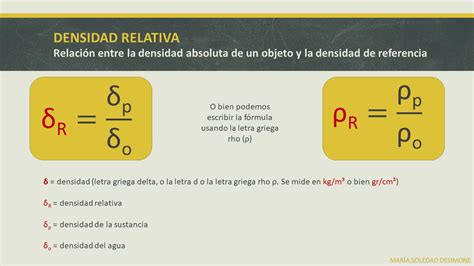 FÍSICA. FÓRMULAS. DENSIDAD RELATIVA