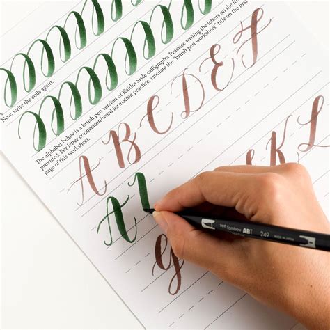 Free Basic Brush Pen Calligraphy Worksheet | The Postman's Knock Brush Pen Calligraphy ...
