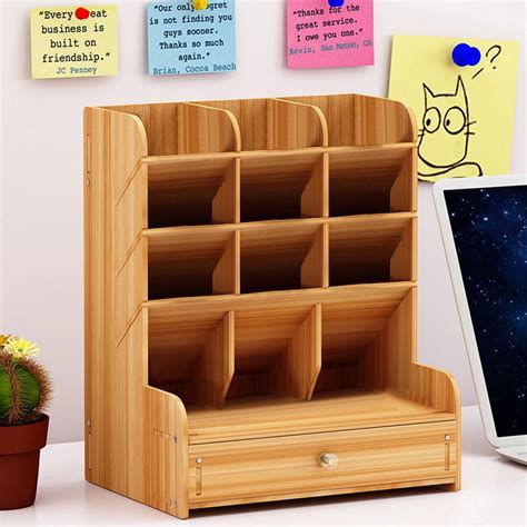 Multi-Function DIY Pen Holder Wooden Desk Organizer Desk Stationery ...