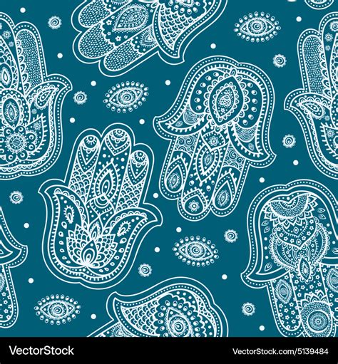 Indian hand drawn hamsa seamless pattern Vector Image