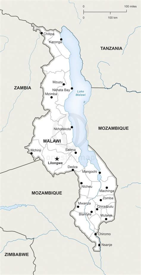 Free Vector Map of Malawi Outline | One Stop Map