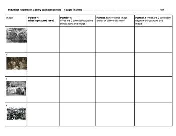 Industrial Revolution Gallery Walk, Questions, Response Chart, Industrialization