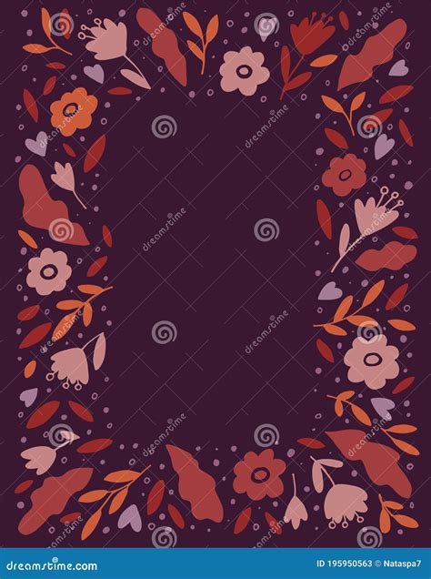 Autumn Card. Template with Fall Leaves and Flowers. Hand Drawn Vector ...