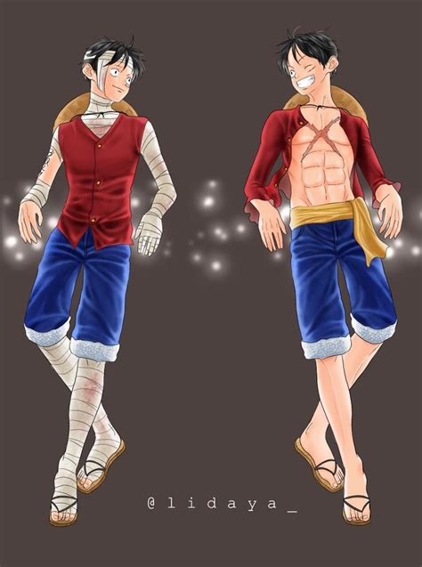 Luffy pre timeskip & post timeskip