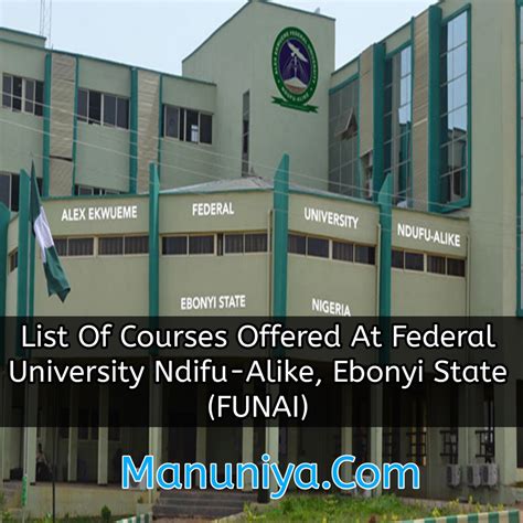 List Of Courses Offered At Federal University Ndifu-Alike, Ebonyi State (FUNAI) – Manuniya