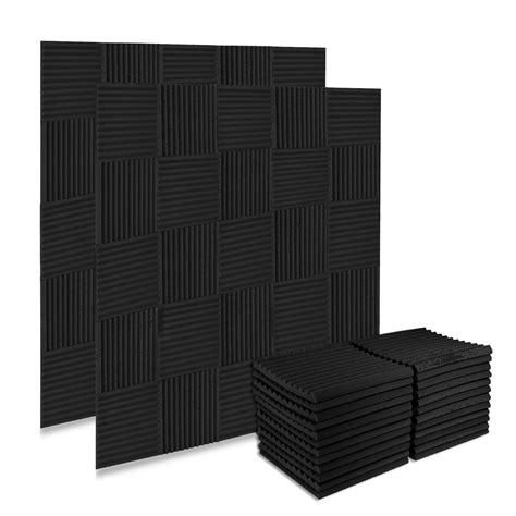 Buy 50 Pack Acoustic Foam Panels Premium Sound Proof Foam Panels Black Soundproof Wall Panels ...