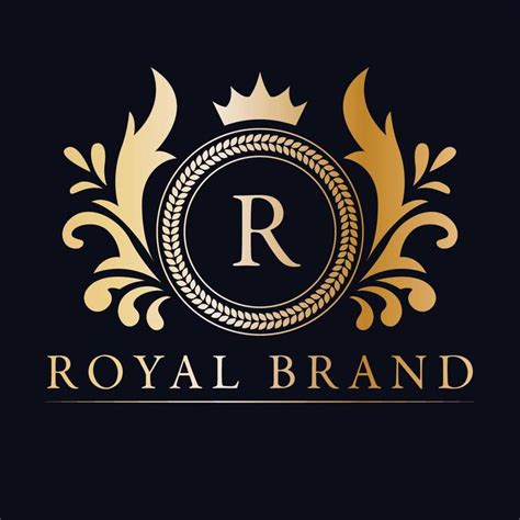 the royal brand logo on a black background with gold trimmings and a crown