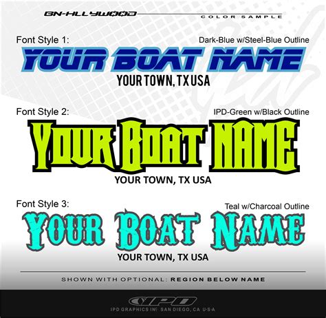 Lettering for Boats, Custom Boat Name Decals (Hollywood Style) - IPD Boat Graphics