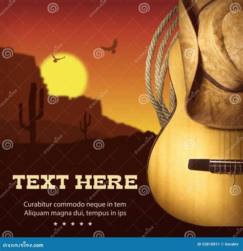 American Country Music Poster.Western Background with Guitar and Stock Illustration ...