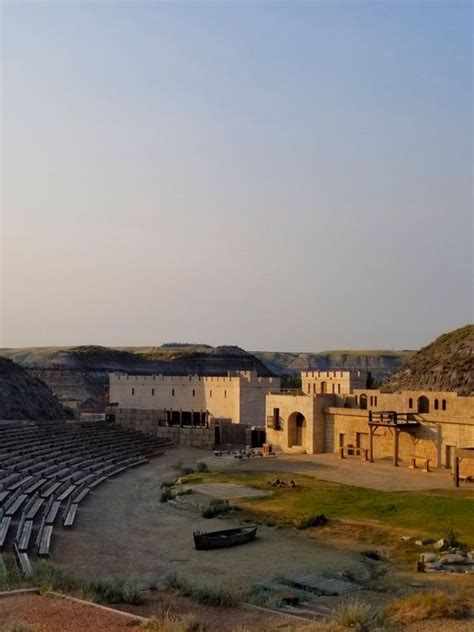 Badlands Amphitheatre at sunset under our great big Alberta Skies. | Outdoor stage, Badlands ...