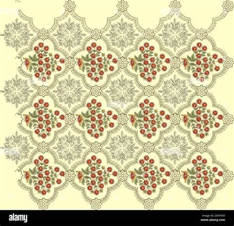 Embroidery Motif Textile Print Design For Mughal Art Manually ...