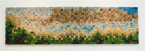 Reclaimed Wood wall Art, wood mosaic, painting on wood, Landscape