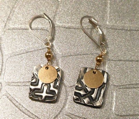 PMC, Sterling Silver, Earrings, Gold, free shipping, wholesale, textured, Christmas, gift, one ...