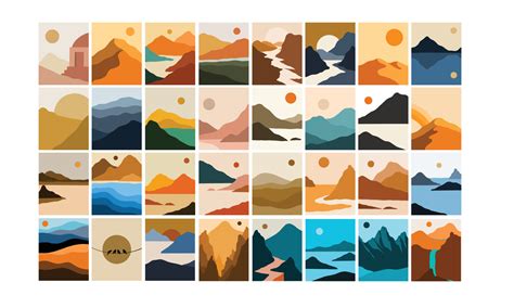 minimalist landscape vector illustration. creative abstract scenery of ...