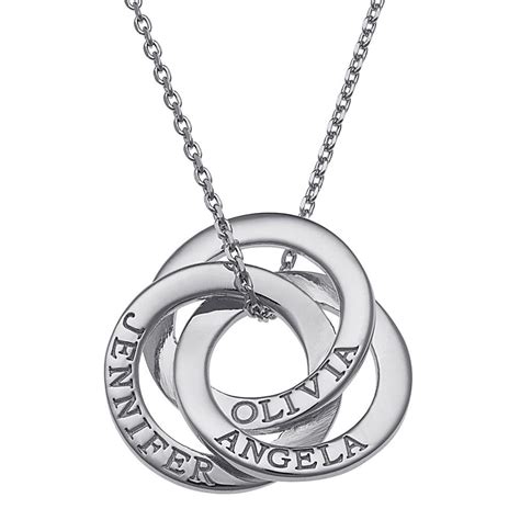 Sterling Silver Interlocking Rings Engraved Names Pendant with Chain ...