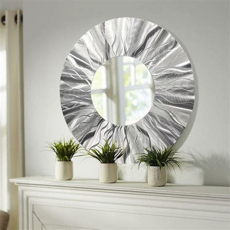 Handmade Round Modern Metal Wall Art Contemporary Mirror Accent by Jon Allen | eBay