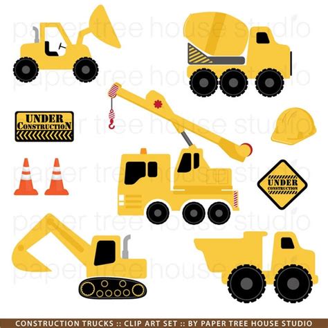 Construction Trucks Clip Art. Excavator Clipart. Dump Truck | Etsy