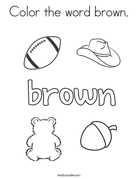 Color the word brown Coloring Page - Twisty Noodle