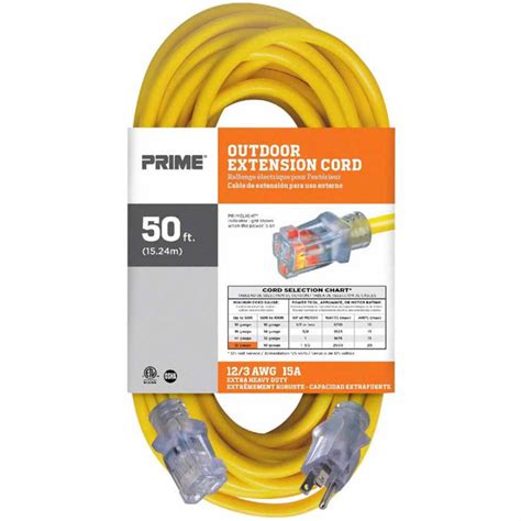 Prime Wire 50 Ft. Outdoor Heavy Duty Extension Cord - 12/3 Gauge - SJT — BuildersBolts