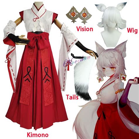 Popxstar 2022 Game Genshin Impact lnazuma Kitsune Saiguu Cosplay Kimono ...