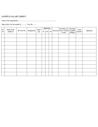 12+ Salary Sheet Templates in PDF