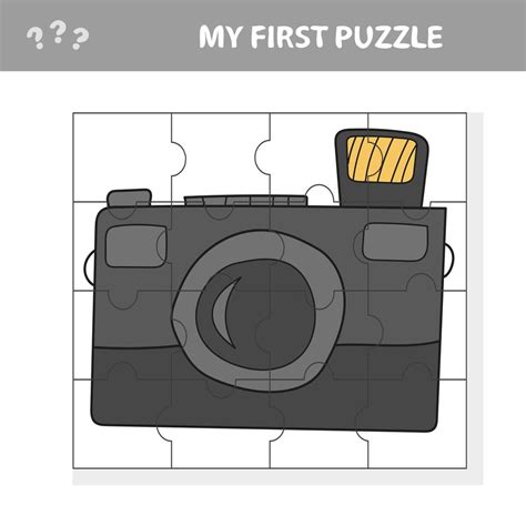 Camera with a lens. Education paper game for preshool children. Jigsaw puzzle 4651347 Vector Art ...