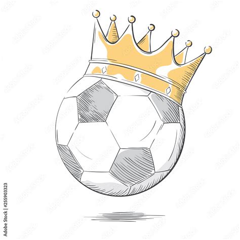 Football / Soccer ball in the golden crown. Hand-drawing style. Stock Vector | Adobe Stock