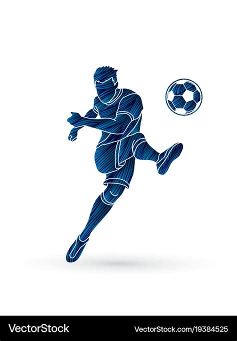 Soccer player shooting a ball action Royalty Free Vector