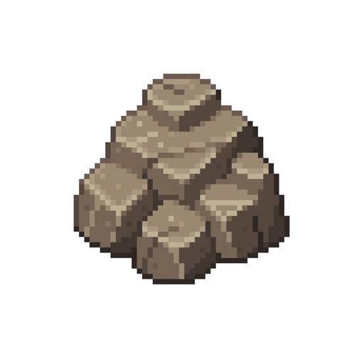 8 Bit Retro Pixel Art Stone Rock Illustration