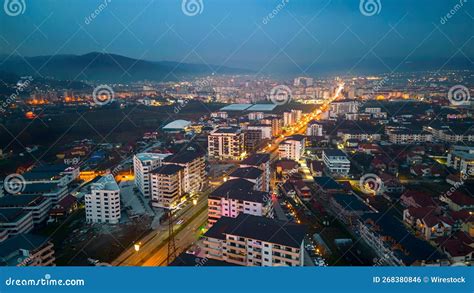 Aerial View of Modern Buildings during the Dark Night Stock Photo ...