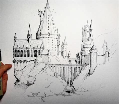 Hogwarts castle drawing. - #castle #Drawing #Hogwarts #hogwartscastledrawing | Hogwarts castle ...