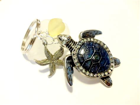 Sea Turtle Keychain Sea Turtle Car Accessories Blue and