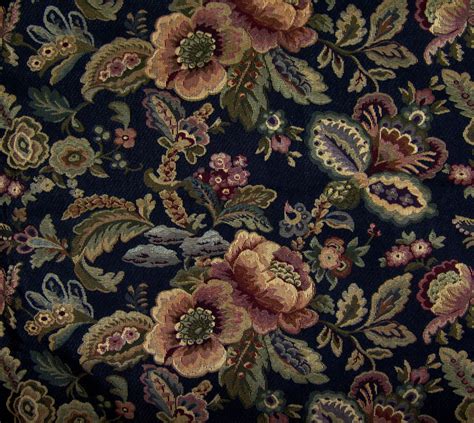 Vintage Floral Tapestry Fabric Home Dec Upholstery Woven Black | Etsy