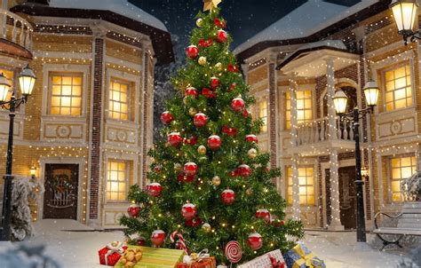 Wallpaper christmas, winter, snow, decoration, christmas tree images ...