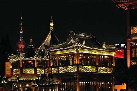 temple, night time, china, shanghai, old town, illumination, pearl of the orient, architecture ...