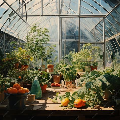 Premium AI Image | Greenhouse with kind of vegetable and gardening ...