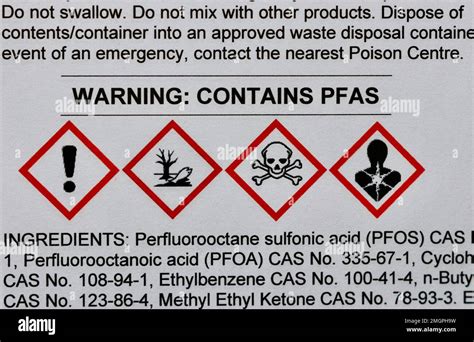 Warning on a Safety Data Sheet showing that the product contains PFAS substances, or forever ...