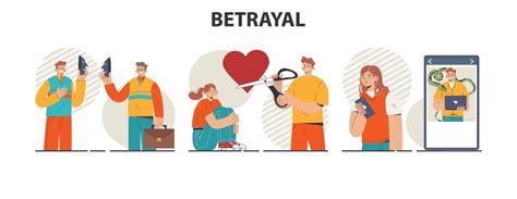 Premium Vector | Betrayal concept set dishonest partnership or fake ...