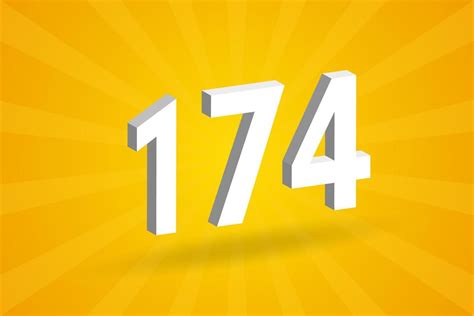 3D 174 number font alphabet. White 3D Number 174 with yellow background 13889040 Vector Art at ...