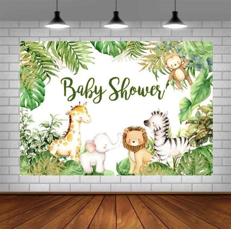 Safari Animals Baby Shower Photogarphy Backdrop Jungle Baby Shower Background Safari Baby Shower ...