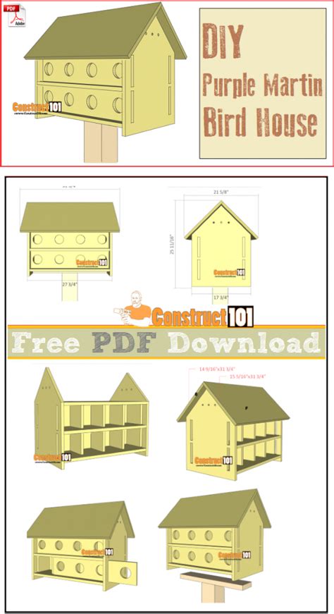 Purple Martin Bird House Plans 16 Units - PDF Download - Construct101