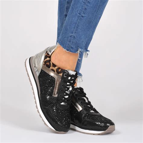 MICHAEL Michael Kors Billie Glitter Sneakers in Black | Lyst