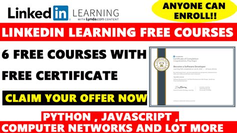 Linkedin Learning Free Premium Courses | 6 Free Courses with Free ...