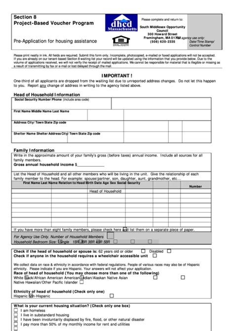 Section 8 Housing Application Printable - Printable Application