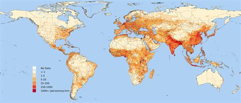 Number, density and population growth in the worl - mapstor.com