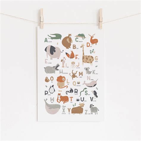 Animal Alphabet Print, Alphabet Poster, ABC Poster, Educational Art ...