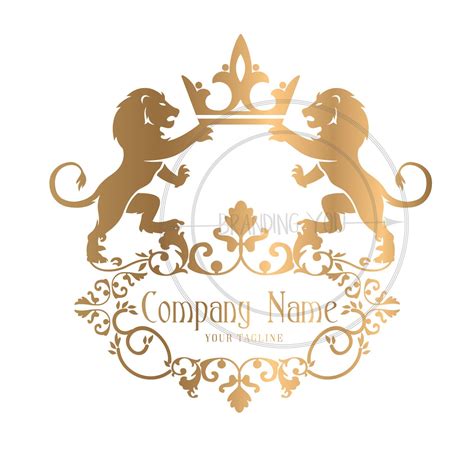 Gold Lions Logo, Lions With Crown Logo Design, Elegant Business Logo ...