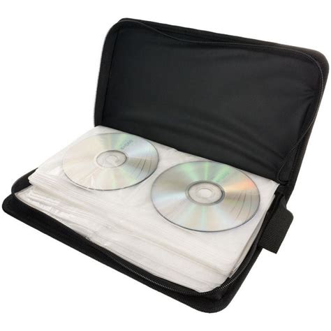 80 Capacity CD DVD Media Case Storage Holder Organizer Wallet with Zipper, Small Hard Shell ...