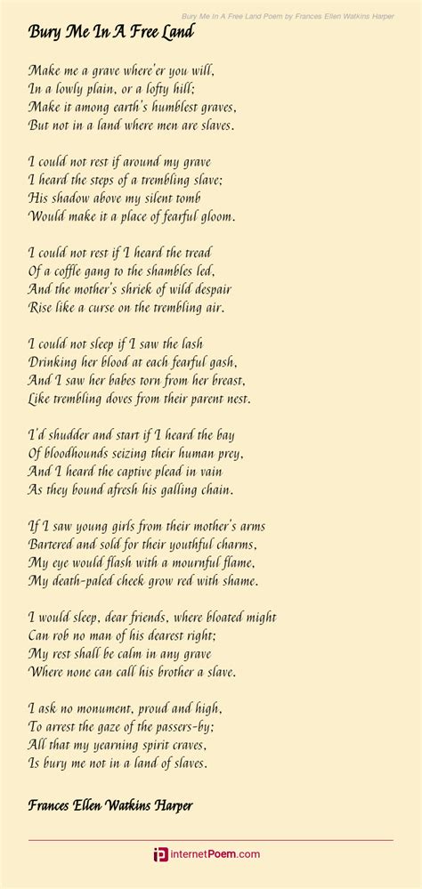 Bury Me In A Free Land Poem by Frances Ellen Watkins Harper