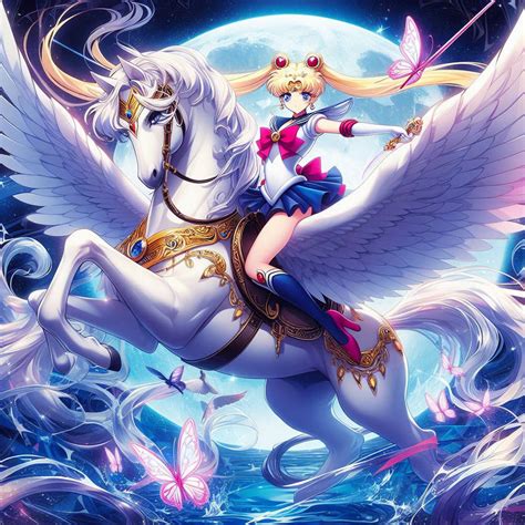 Sailor Moon riding a Pegasus by FantasyStar125 on DeviantArt